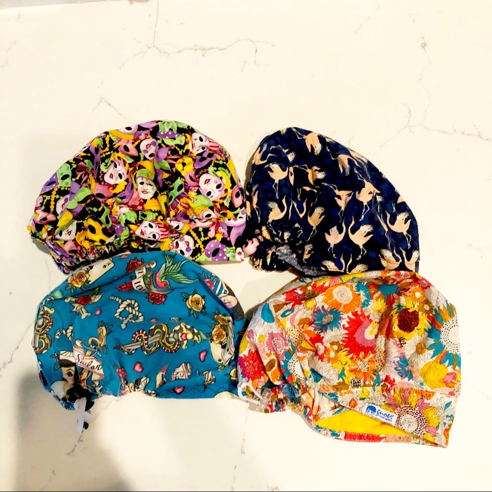 Set of 4 scrub/OR caps